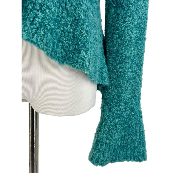 Vtg Y2K Victoria’s Secret Teal V-Neck Ruffled Knit Cardigan | Cottagecore Fairy - Picture 5 of 14